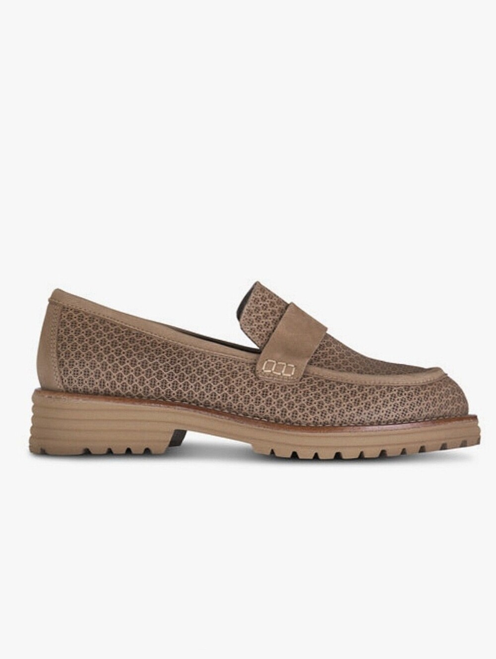 New! Ron White Lug Sole Loafers Tazina Fawn Laser Cut Nubuck Slip-On Shoes